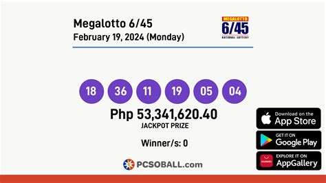 6/45 lotto result feb 19 2024|Megalotto 6/45 .